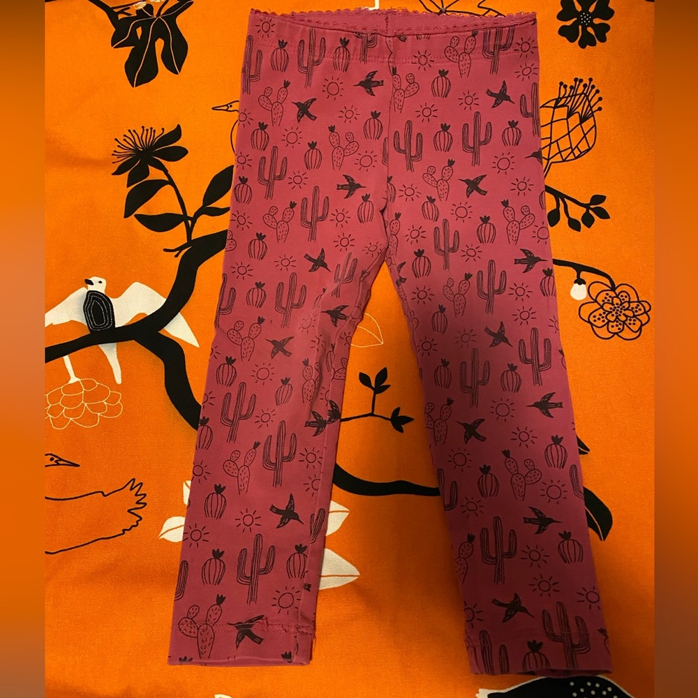 Tea Collection dusty rose cactus print toddler leggings 3T